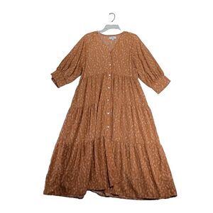 Polagram Tan Button-Down Maxi Dress